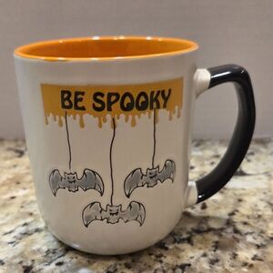Halloween Bat “Be Spooky” Ceramic Stoneware Mug Spectrum Blue Sky Coffee Cup Tea